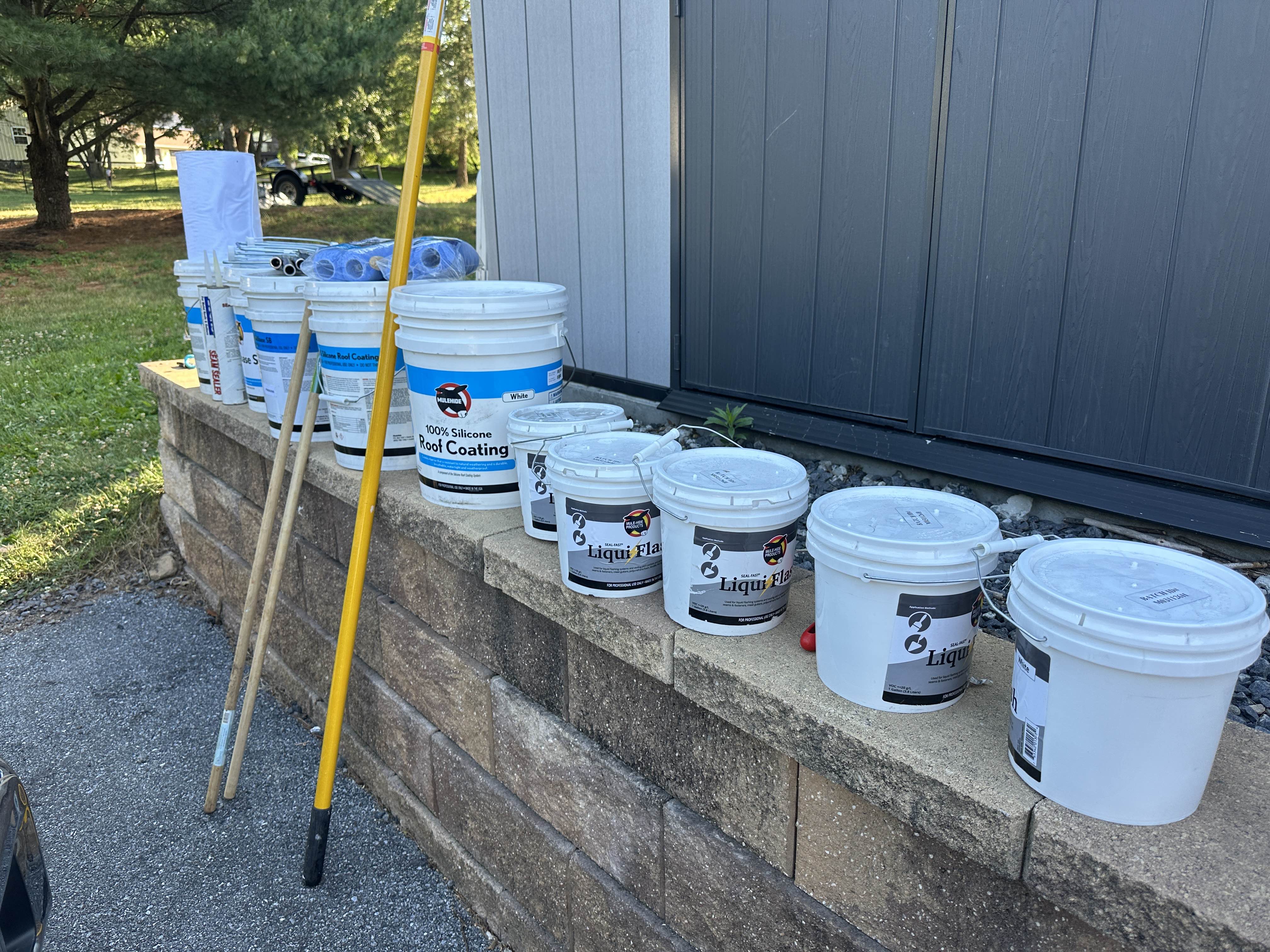 Mule-Hide 100% silicone roof coating and Liqui-Flash flashing products